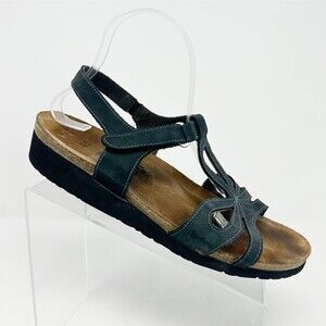 Naot Dorith Womens Strappy Slingback Comfort Sandals Black Wedge Cork Size 42